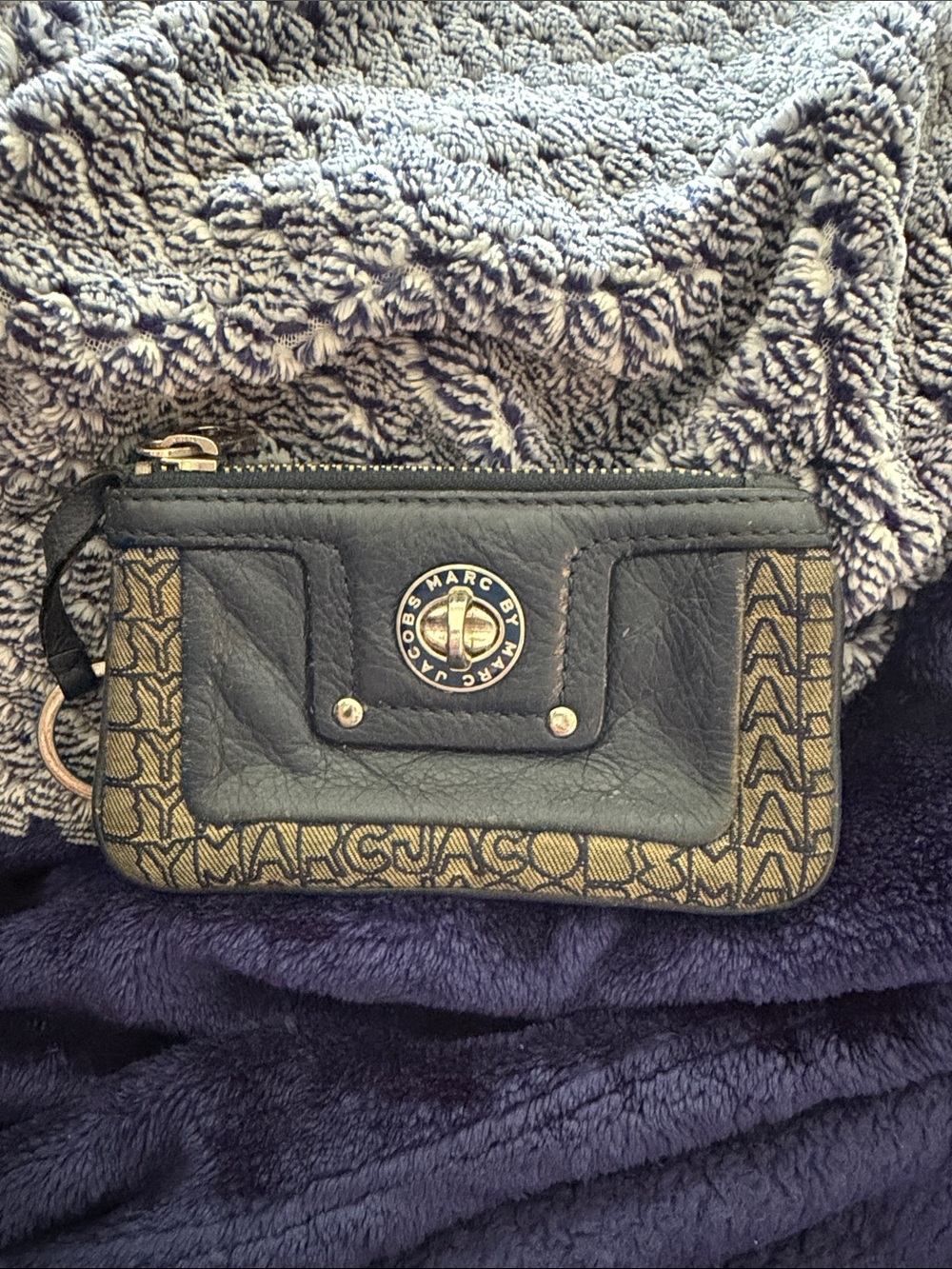 Marc by Marc Jacobs Black and Brown Logo Zip wristlet